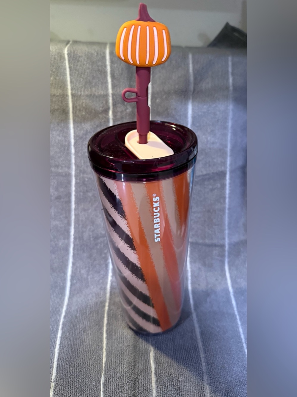 Starbucks Tumbler with Pumpkin Straw Charm